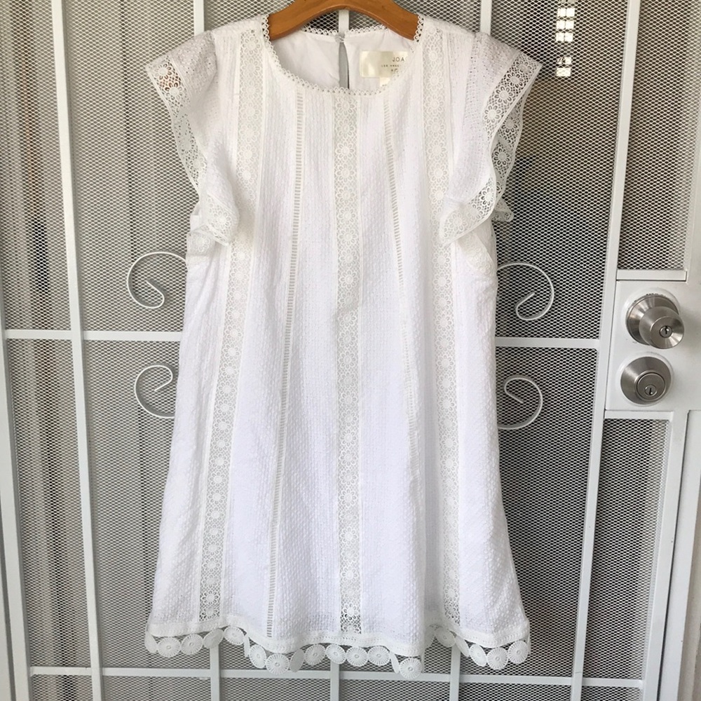 White lace and crochet shift dress